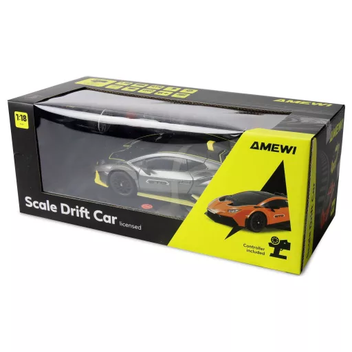 Amewi 1:18 RC modellautó Elektro Drift Lamborghini Huracan STO Drift Car Antracit Brushed 4WD RtR 2,4 GHz Akkuval és töltőkábellel, Elemekkel, Takarékos készlet