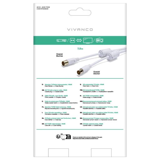 Vivanco Antennák, SAT Csatlakozókábel 10 m Fehér