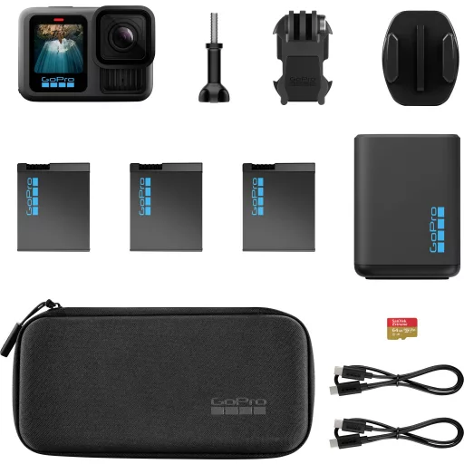 GoPro HERO13 POWER BUNDLE Akciókamera 5.3K, 4K, 2.7K, Full HD, Bluetooth, Kettős kijelző, Érintőkijelző, Porvédett, Vízálló , WLAN, Lassítíott felvétel,