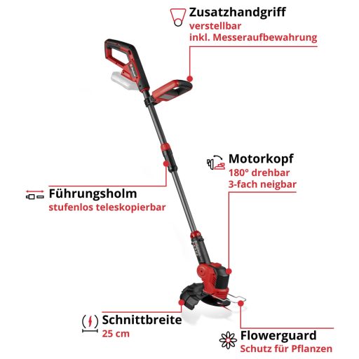 Einhell GE-CT 18/25-1 Li-Solo Akku Akkus fűtrimmer töltő nélkül, Akku nélkül Vágási szélesség (max.): 250 mm