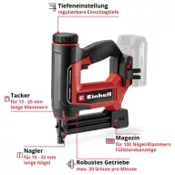   Einhell TE-CN 18/32 Li - Solo 4257800 Akkus szögbelövő akku nélkül, töltő nélkül, Tartozékokkal