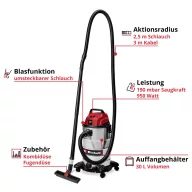 Einhell TC-VC 3055 S 2342235 Nedves-/száraz porszívó 30 l