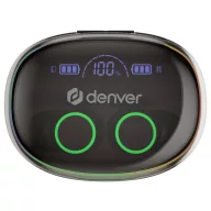   Denver TWE-55 In Ear fejhallgató Bluetooth®, Vezeték nélküli Stereo Fekete mikrofon zajelnyomás Töltőtok, Headset, Érintéses vezérlés, Elemtöltés kijelzés