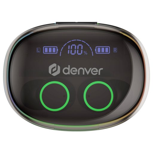 Denver TWE-55 In Ear fejhallgató Bluetooth®, Vezeték nélküli Stereo Fekete mikrofon zajelnyomás Töltőtok, Headset, Érintéses vezérlés, Elemtöltés kijelzés