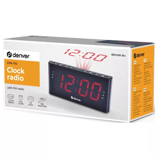 Denver CPR-710 Rádiós ébresztőóra FM URH Ébresztő funkció Fekete