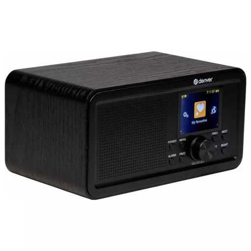 Denver DIR-200 Asztali internetrádió DAB+, FM, Internet Internetrádió, URH, Bluetooth®, DAB+, WLAN Ébresztő funkció Fekete