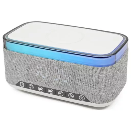 Denver CRQ-225 Rádiós ébresztőóra FM Bluetooth®, MP3, SD, URH, AUX Vezeték nélküli töltés, Ébresztő funkció Szürke