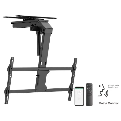 SpeaKa Professional TV mennyezeti tartó Csuklóval mozgatható, Dönthető, elektromosan motorizált, Vezérlés alkalmazáson keresztül 109,2 cm (43) - 218,4 cm (86”)