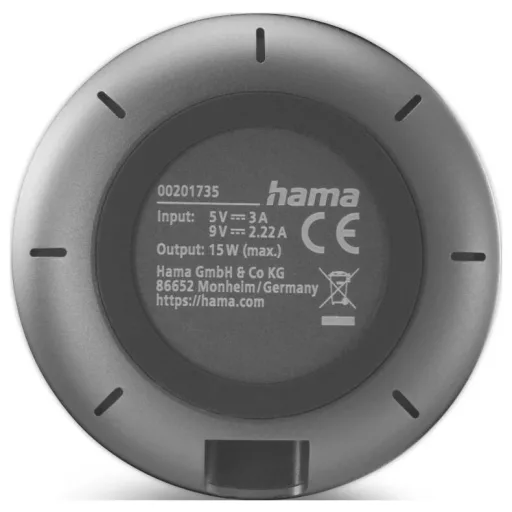 Hama indukciós akkutöltő 3 A 00201735 Kimenetek Standard indukciós töltés Fekete