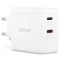 Lenovo G0A6065WEU USB-s töltőkészülék 45 W, 18 W 2x USB-C® Fehér Aljzat dugó, Beltér GaN