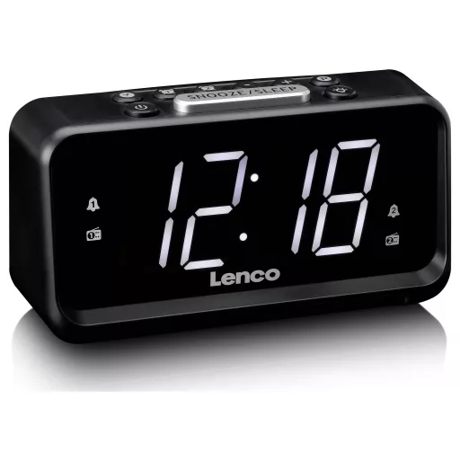 Lenco Asztali rádió FM, AM URH, USB Ébresztő funkció Fekete