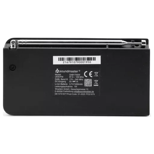soundmaster Asztali rádió DAB+, FM Bluetooth®, AUX, DAB+, URH Ébresztő funkció Fekete