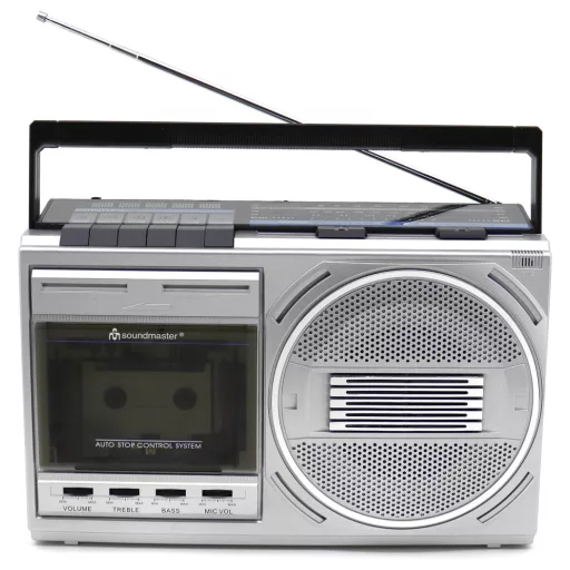 soundmaster Kazettás rádió FM, AM Kazetta, USB, URH, MW, KW, Bluetooth®, AUX Fekete, Ezüst