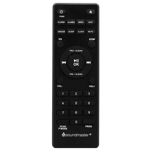 soundmaster Asztali rádió DAB+, FM, URH CD, USB, URH, MP3, DAB+, AUX Táviránytóval, Ébresztő funkció Fekete