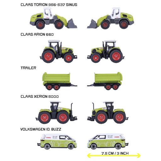 Majorette Claas, Volkswagen (VW) Claas Farm 5 darabos ajándékcsomag Kész modell Mezőgazdasági modell