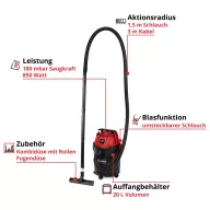 Einhell TC-VC 2045 2347415 Nedves-/száraz porszívó 20 l