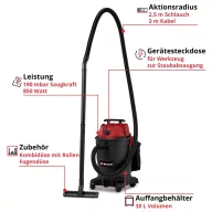 Einhell TC-VC 3055 A 2347430 Nedves-/száraz porszívó 30 l
