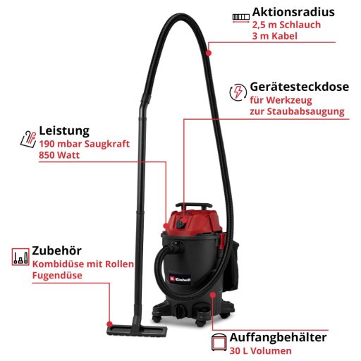 Einhell TC-VC 3055 A 2347430 Nedves-/száraz porszívó 30 l