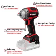   Einhell Professional TP-CW 18/350-C Li BL - Solo 4510055 Akkus ütvecsavarozó 18 V Vele szállított akkuk száma 0 2.5 Ah Lítiumion