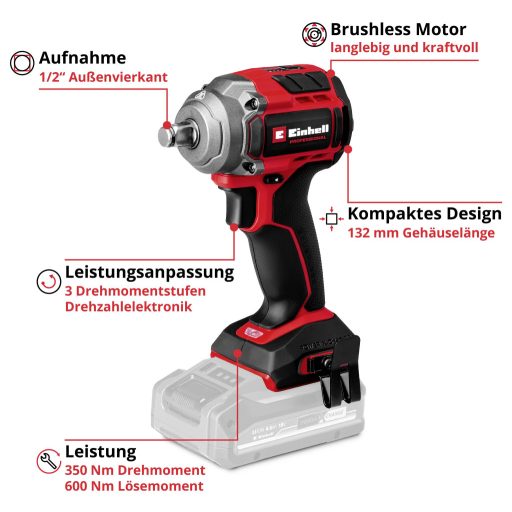 Einhell Professional TP-CW 18/350-C Li BL - Solo 4510055 Akkus ütvecsavarozó 18 V Vele szállított akkuk száma 0 2.5 Ah Lítiumion