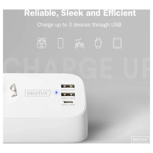 Digitus DA-70626 Asztali dugalj Fehér Védőérintkezős 1 db