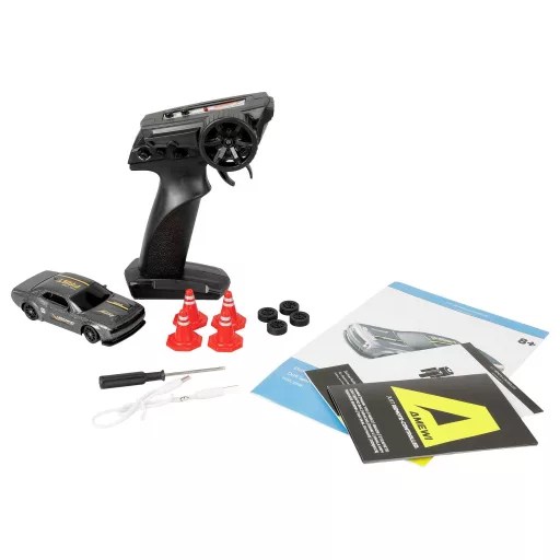 Amewi 1:43 RC modellautó Sportkocsi Drift Sport Muscle Car Szürke Brushed 4WD RtR