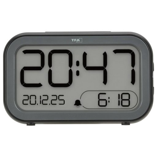 TFA Dostmann 60.2048.01 Kvarc Ébresztőóra Fekete, Antracit fekete Riasztási idők 1 Negatív kijelző