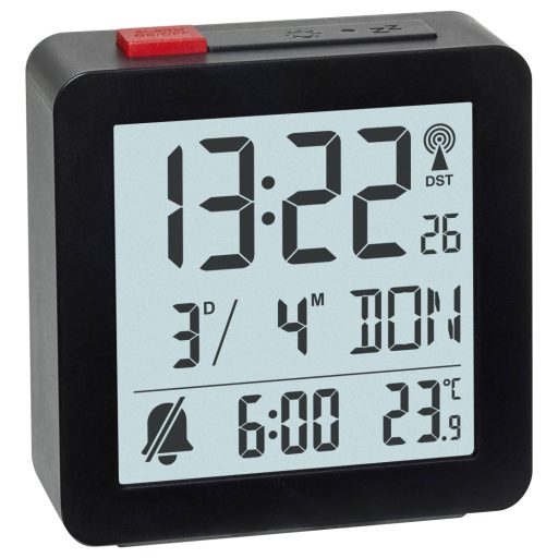 TFA Dostmann 60.2566.01 Rádiójel vezérlésű Ébresztőóra Fekete Riasztási idők 1