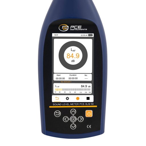 PCE Instruments Zajszintmérő színes kijelző PCE-SLM 50 21 - 143 dB 10 Hz - 20 kHz Ethernet, SD kártya, USB-C