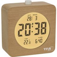   TFA Dostmann 60.2049.05 Kvarc Ébresztőóra Barna, Bükk Riasztási idők 1 Nagy kijelző