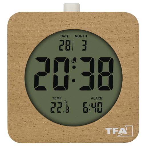 TFA Dostmann 60.2049.05 Kvarc Ébresztőóra Barna, Bükk Riasztási idők 1 Nagy kijelző