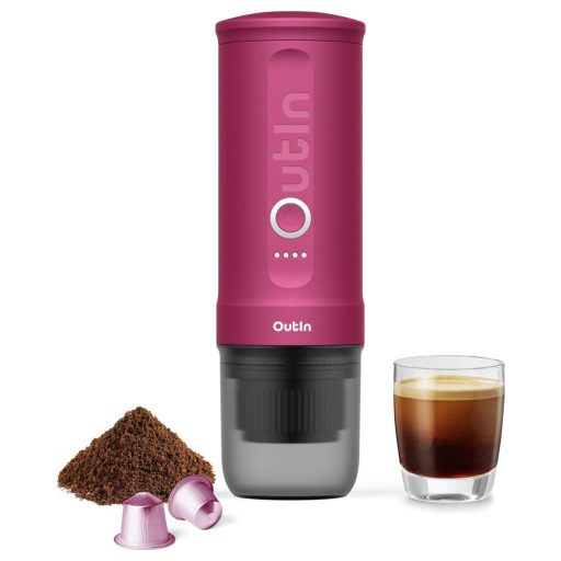 OutIn OTEM-01-CR Eszpresszó kávéfőző Rózsaszín hordozható, Gőznyomásos technológiával, lítiumion akkuval
