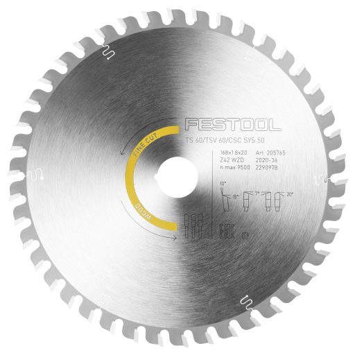 Festool HW 168x1,8x20 WD42 205765 Körfűrészlap 168 x 20 x 1.20 mm Fogak száma (collonként): 42 1 db