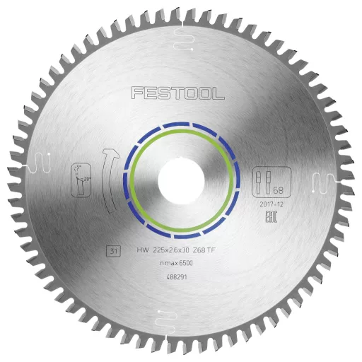 Festool HW 225x2,6x30 TF68 488291 Körfűrészlap 225 x 30 x 1.80 mm Fogak száma (collonként): 68 1 db
