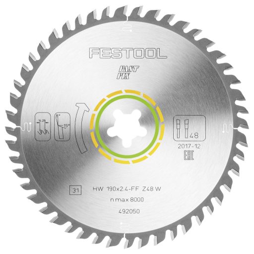 Festool HW 190x2,4 FF W48 492050 Körfűrészlap 190 mm Fogak száma (collonként): 48 1 db