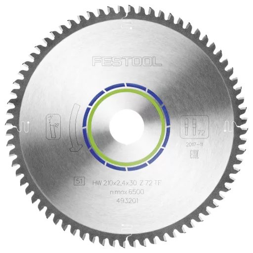 Festool HW 210x2,4x30 TF72 493201 Körfűrészlap 210 x 30 x 1.80 mm Fogak száma (collonként): 72 1 db