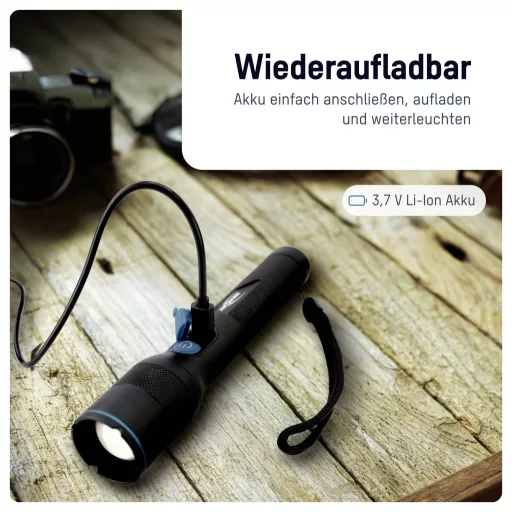 Ansmann LED Taschenlampe Adventure TA1800RF wiederaufladbar SMD LED Kézilámpa Nagy hatótáv Akkuról üzemeltetett 1800 lm 6 óra 182 g