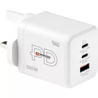   Skross Power Charger Combo+ 100W UK USB-s töltőkészülék 100 W 2x USB-C®, 1x USB-A Power Delivery Fehér Beltér USB Power Delivery (USB-PD), GaN