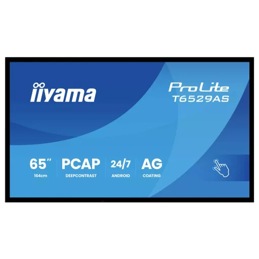 Iiyama ProLite Digital Signage kijelző EEK: G (A - G) 163.8 cm (64.5 coll) 3840 x 2160 Pixel 24/7 Android™, Érintőkijelző, Kioszk üzemmód