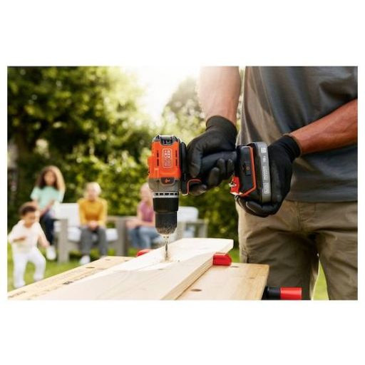 Black & Decker 2 sebességfokozat-Akkus ütvefúró-csavarozó kefe nélkül, Hordtáskával, akku nélkül, töltő nélkül, Tartozékokkal