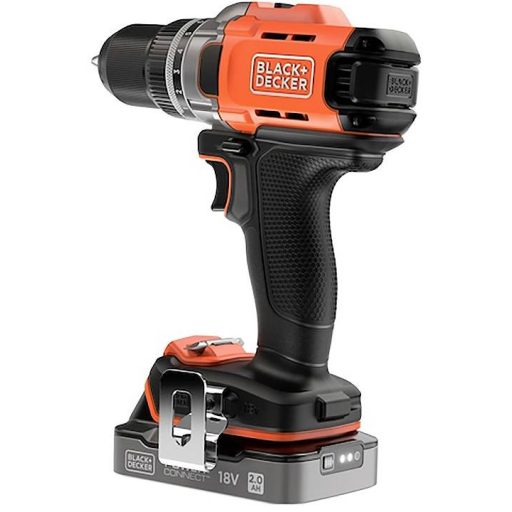 Black & Decker BCD382D2XK-QW Akkus fúrócsavarozó 18 V 2.0 Ah Lítiumion 2. akkuval, Töltővel