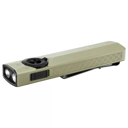 OLight ArkPro Ultra Class 1 (Olive Green) CW LED Kézilámpa UV fénnyel, Zöld lézer, Stroboszkóp üzemmóddal Akkuról üzemeltetett 520 lm 115 g