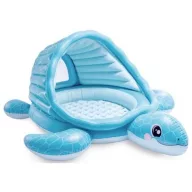   Az Intex &quot Turtle House Playland&quot  rengeteg vízi szórakozást kínál a 2 éves kortól idősebb gyermekek számára, bőséges térrel és napernyővel.