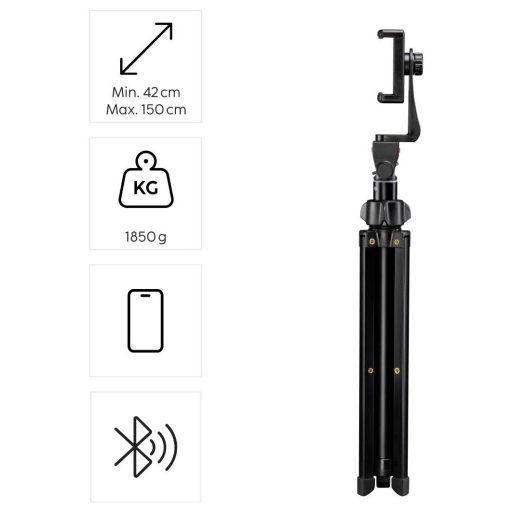 Hama Rotary Smartphone II Állvány készlet 1/4 col Munkamagasság=41.5 - 150 cm Fekete