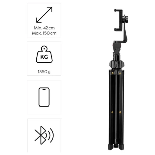 Hama Rotary Smartphone II Állvány készlet 1/4 col Munkamagasság=41.5 - 150 cm Fekete