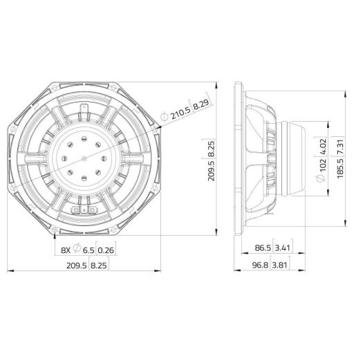 Lavoce WAN082.01 8 coll Mélysugárzó 30 - 2500 Hz 8 Ω