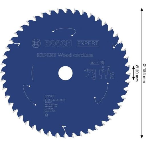 Bosch Accessories 2608902153 2608902153 Körfűrészlap Fogak száma (collonként): 48 1 db
