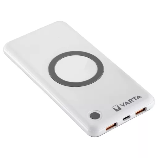 Varta 57913 Powerbank 10.000 mAh Qi Wireless Charging, QC 3.0, Power Delivery LiPo Fehér állapotjelző