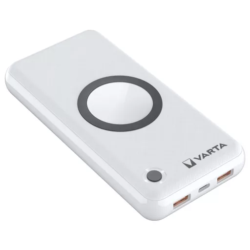 Varta 57909 Powerbank 20.000 mAh Pass-Through Charging, Quick Charge 3.0, Power Delivery, Qi Wireless Charging LiPo Fehér állapotjelző