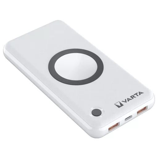 Varta 57908 Powerbank 15.000 mAh Quick Charge 3.0, Power Delivery, Qi Wireless Charging LiPo Fehér állapotjelző